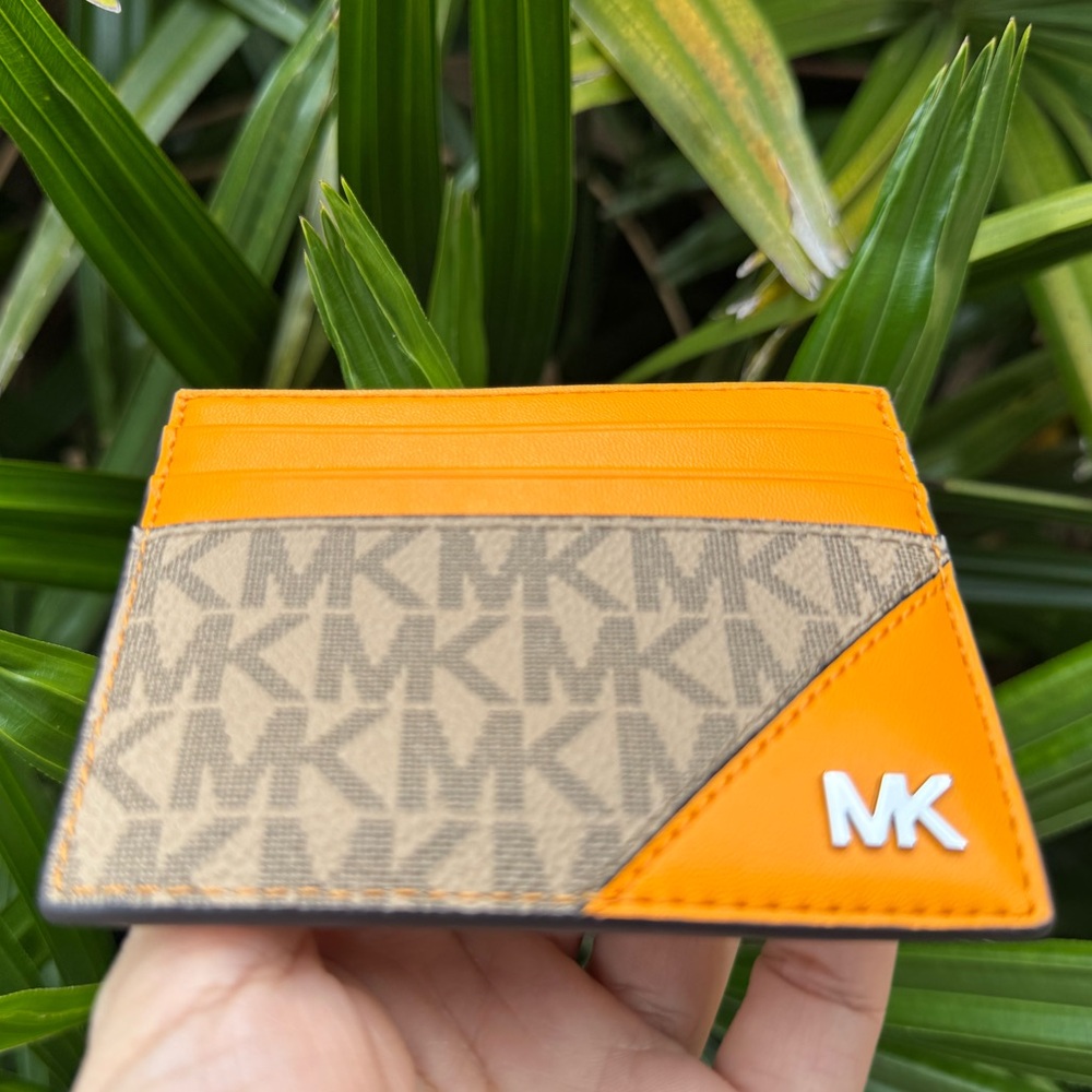 Michael Kors Jet Set Cooper Card Case Wallet MK Pop Orange - Picture 3 of 9